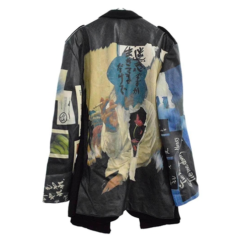 ヨウジヤマモトYohji Yamamoto POUR HOMMEプリントパネル レザージャケット
