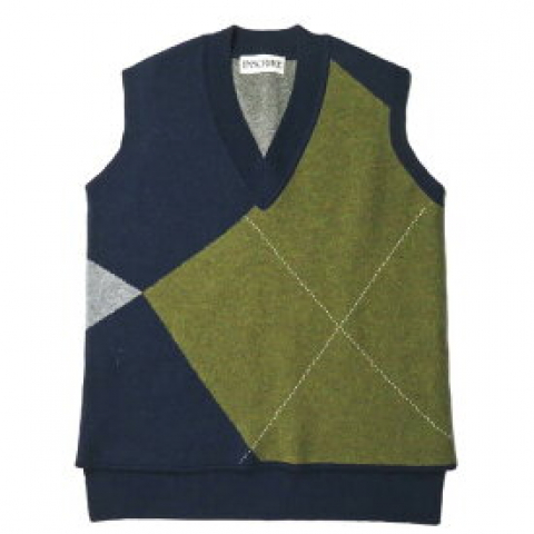 INSCRIRE アンスクリア 2019AW Argyle vest アーガイルベスト Vネック ニット オーバーサイズ トップス