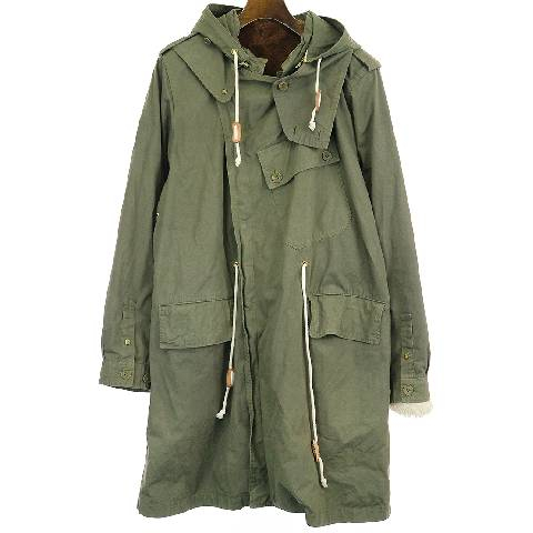 08sircus ゼロエイトサーカス 2018AW Vintage dyed Hooded Military Coat ボアライナー付きフーデッドモッズコート メンズ