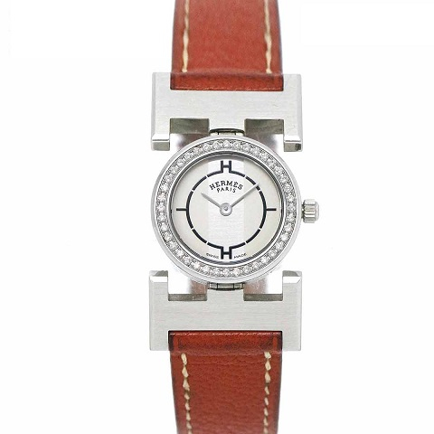 エルメス パプリカPA1 230 ダイヤベゼルホワイト シルバー 文字盤クォーツ 腕時計 