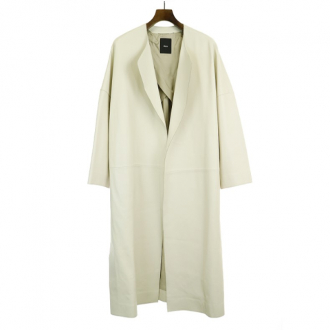 ebure エブール 2019SS ラムナッパレザー ロングコート ノーカラー