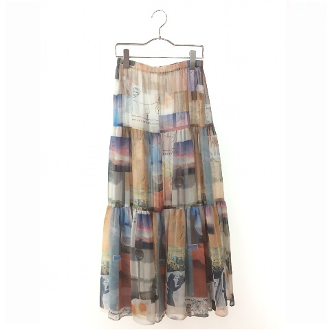 PHEENY フィーニー　 Print chiffon tiered skirt プリントシフォンティアードスカート　ロングスカート