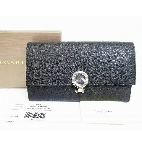 BVLGARI ブルガリ ロゴクリップ グレインレザー 2つ折り長財布